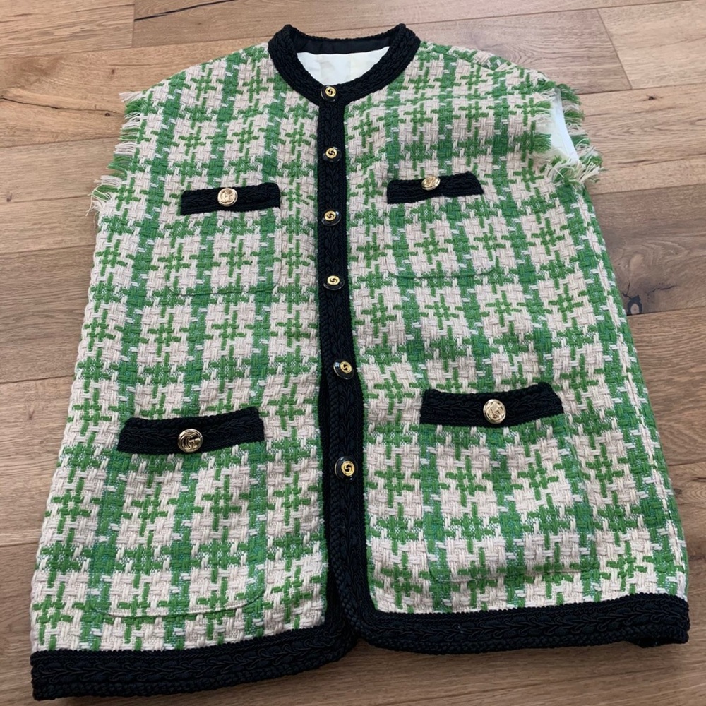 New green tweed vest US4/6